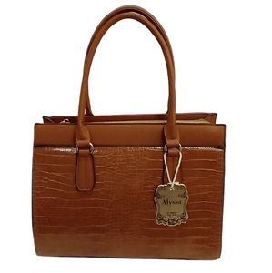 Alyssa Nicole Cognac Vegan Leather Handbag